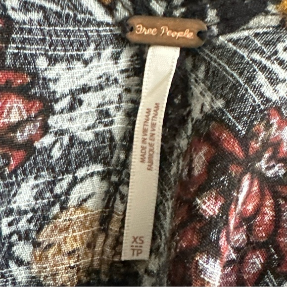 Free People Floral Tunic Top Dress Pocket Boho Festival Ruffle Open Back Sexy XS - Picture 7 of 8